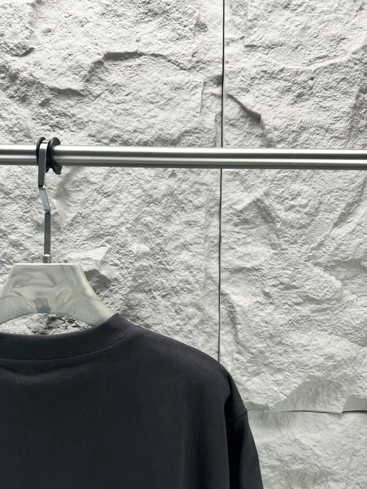 Balenciaga T-shirt dark navy with neckline and shoulder detail