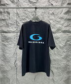 Balenciaga T-shirt in dark navy with blue front logo graphic