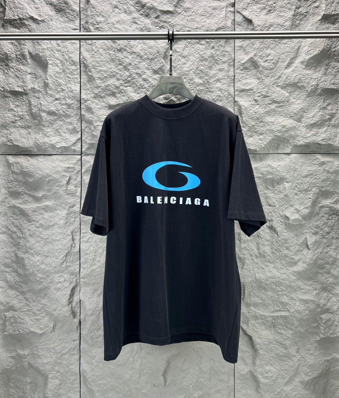 Balenciaga T-shirt in dark navy with blue front logo graphic