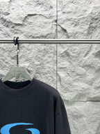 Balenciaga T-shirt dark navy with partial blue logo print