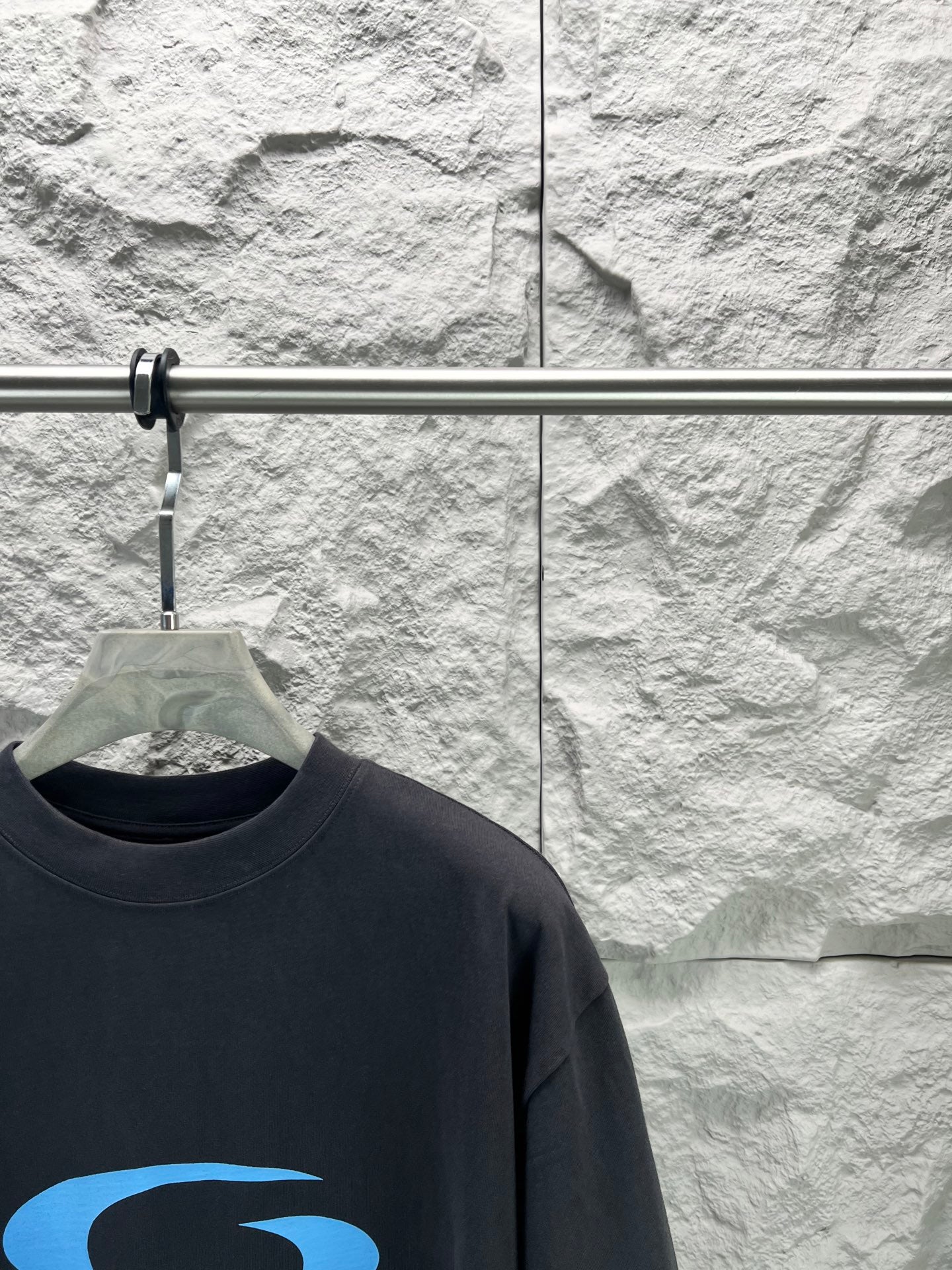 Balenciaga T-shirt dark navy with partial blue logo print