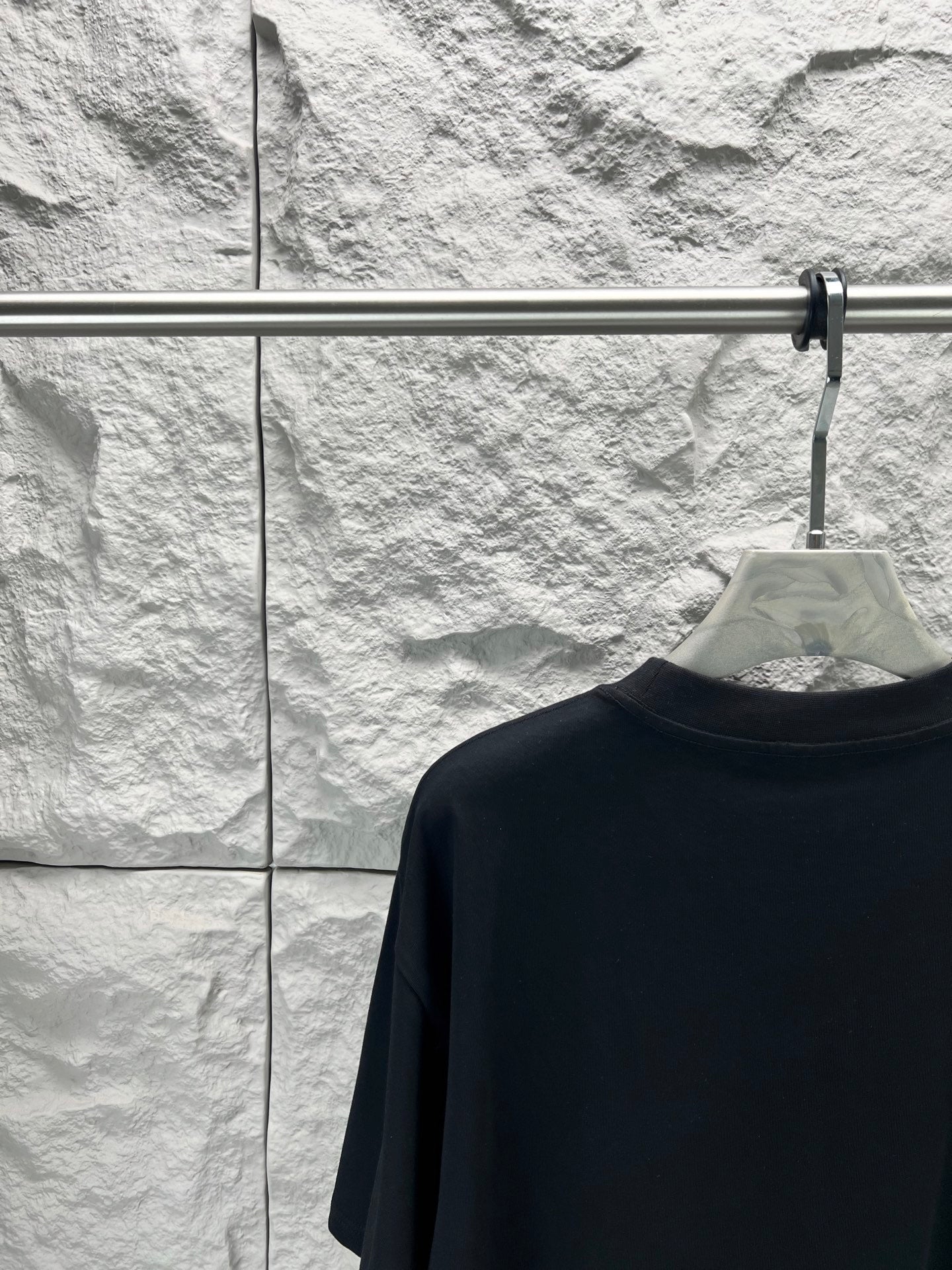 Black short-sleeve T-shirt back view, crew neck