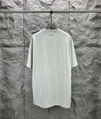 Light gray short-sleeve T-shirt, plain back view on hanger