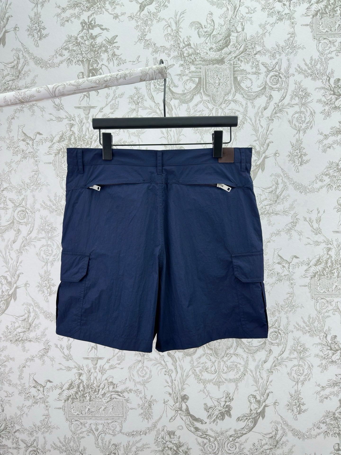 Dior blue short pants with belt loops and side cargo pockets