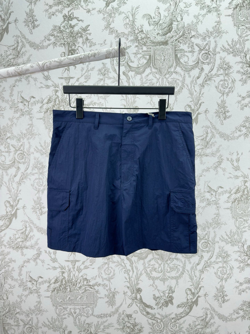 Dior blue short pants with button fly and cargo side pockets