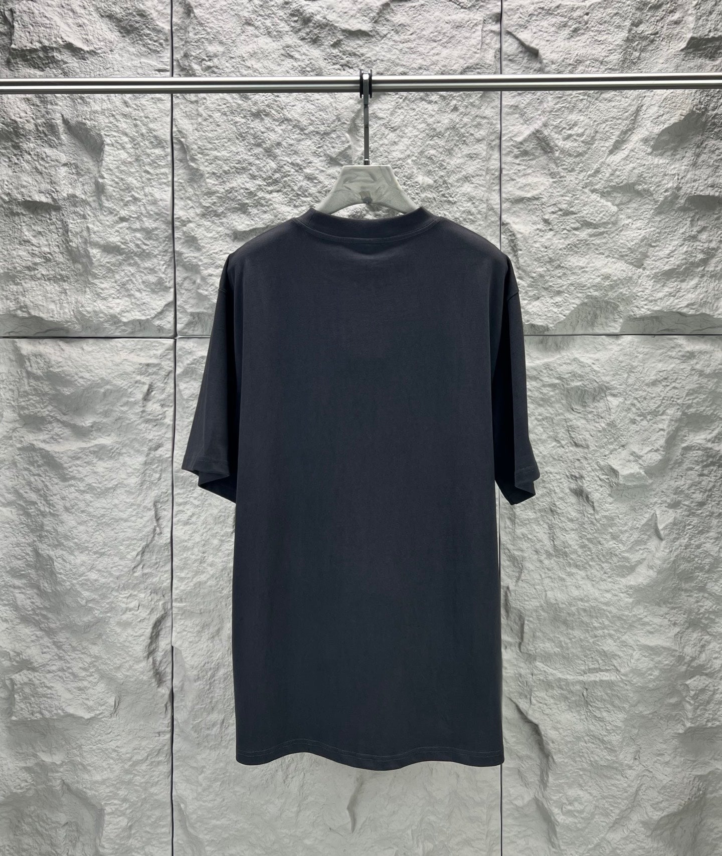 Balenciaga dark navy T-shirt on hanger, crew neck, short sleeves