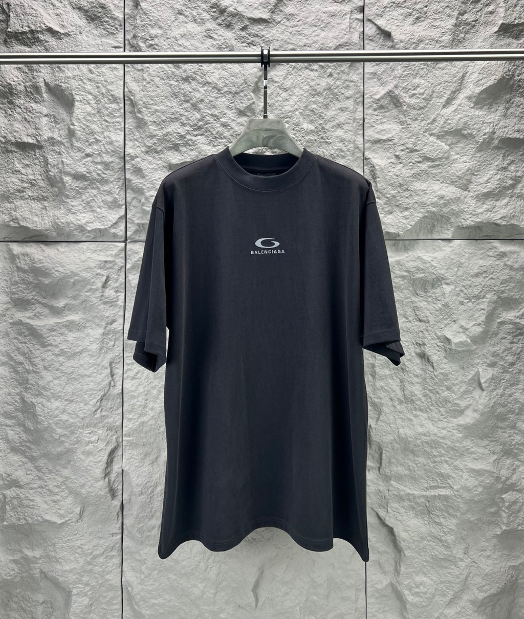 Balenciaga dark navy T-shirt, short sleeves, small chest logo