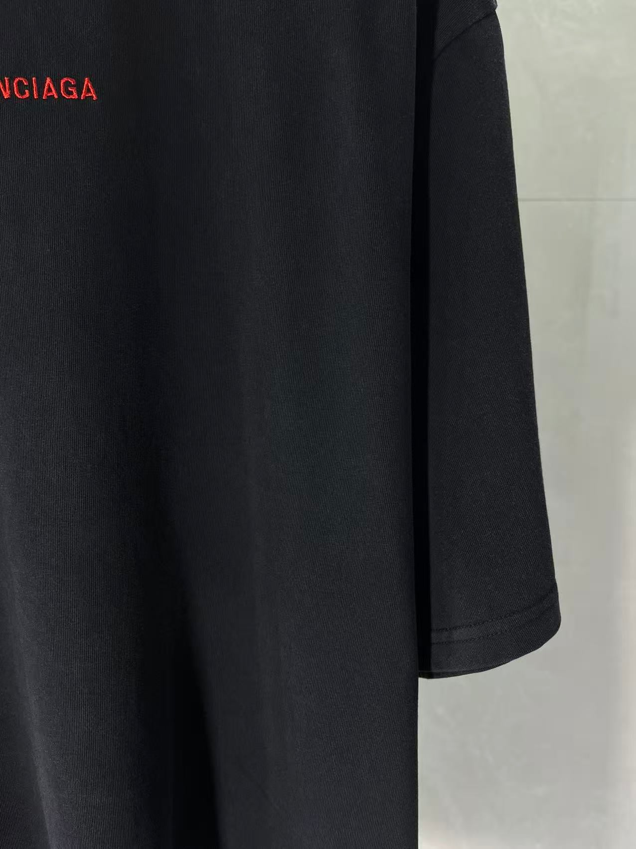 Balenciaga dark T-shirt side drape with straight hem