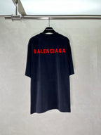Balenciaga dark T-shirt with large back red BALENCIAGA logo