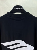 Black Balenciaga T-shirt close-up of large logo on back