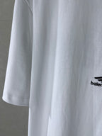 Balenciaga white T-shirt sleeve detail with partial side logo