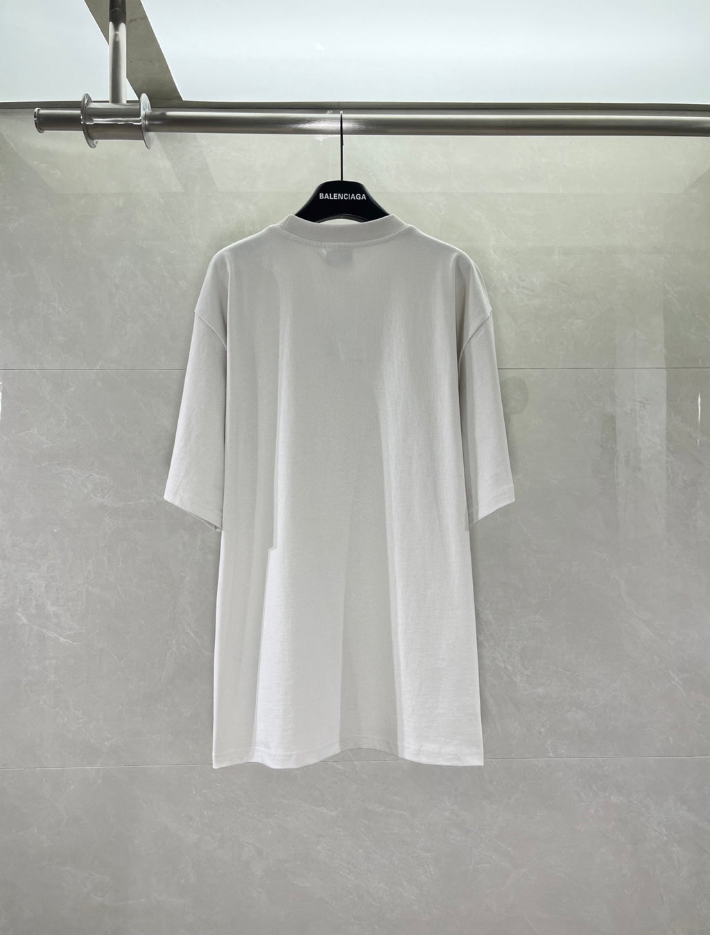 White short-sleeve T-shirt, back view, plain