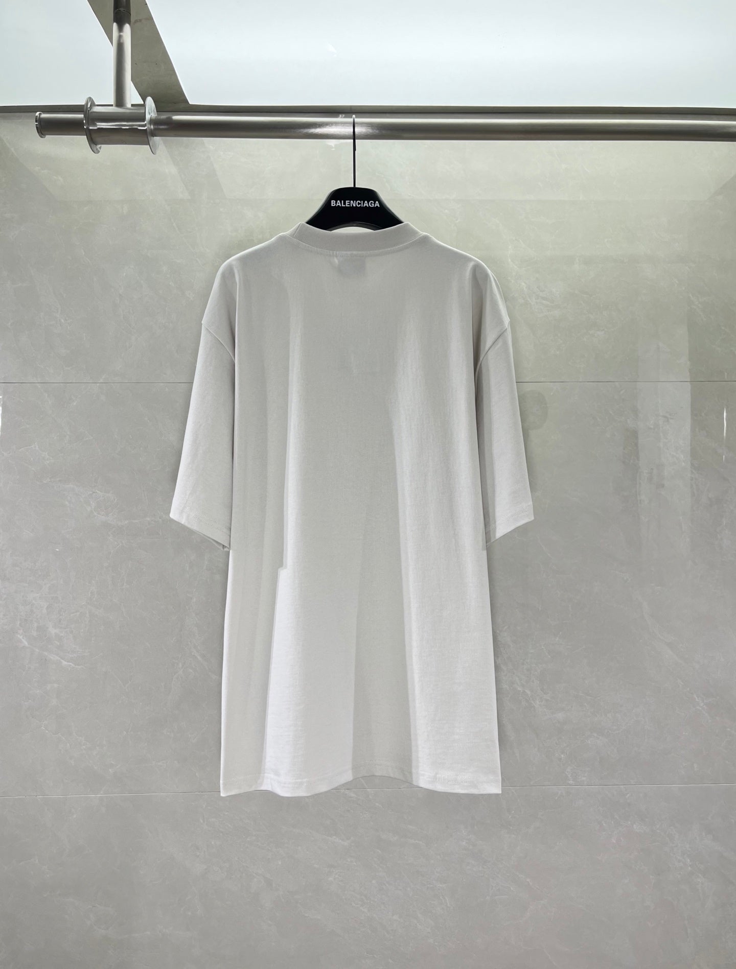 White short-sleeve T-shirt, back view, plain