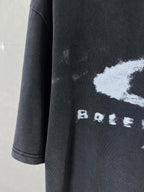 Balenciaga dark long T-shirt sleeve with white “RAVE” text print and graphic