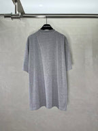 Heather gray short-sleeve T-shirt with crew neck, plain back