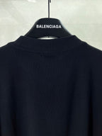 Balenciaga black T-shirt back neckline with small white logo text