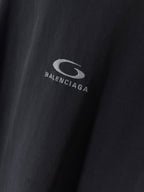 BALENCIAGA logo embroidery on dark T-shirt fabric
