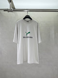 White Balenciaga short-sleeve T-shirt with green puma graphic and BALENCIAGA print