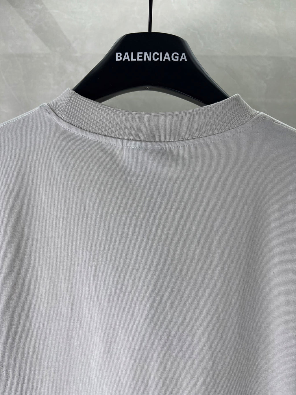 White Balenciaga T-shirt neckline with crew collar, no graphic