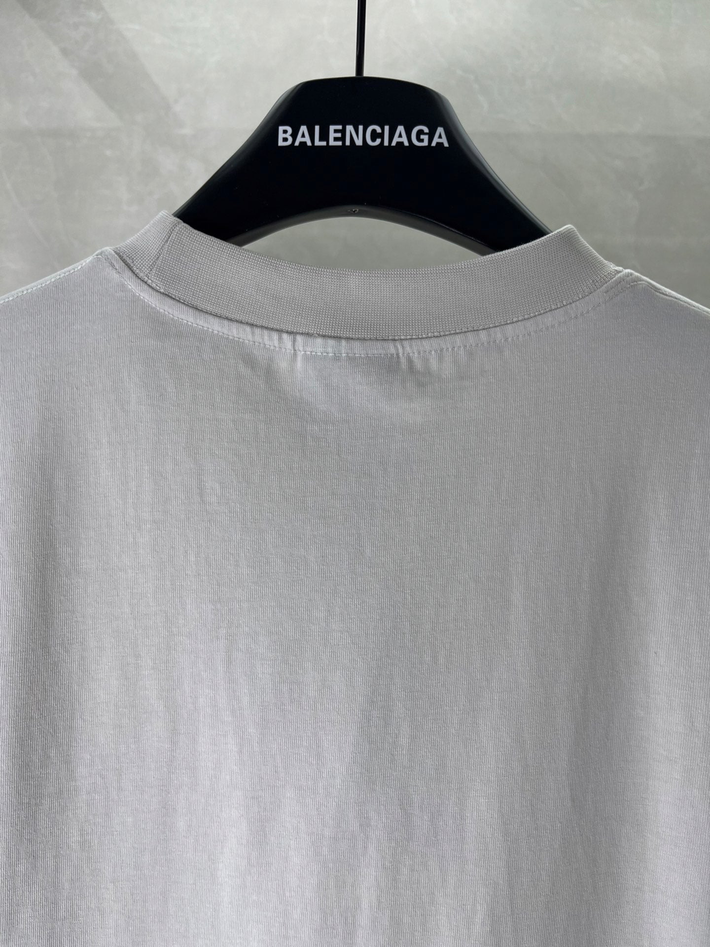 White Balenciaga T-shirt neckline with crew collar, no graphic