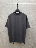 Dark gray short-sleeve crewneck T-shirt with small chest logo embroidery