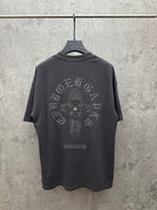 Dark gray short-sleeve crewneck T-shirt with large back cross emblem print