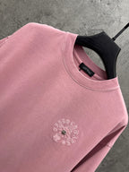Light pink short-sleeve T-shirt neckline and chest embroidery detail