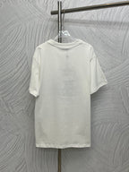 White crewneck T-shirt with short sleeves, plain back view