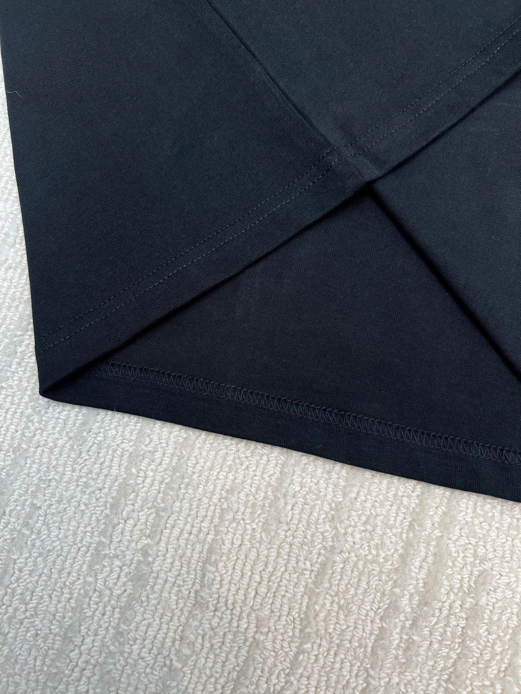 Louis Vuitton black T-shirt hem edge with double-stitch detail