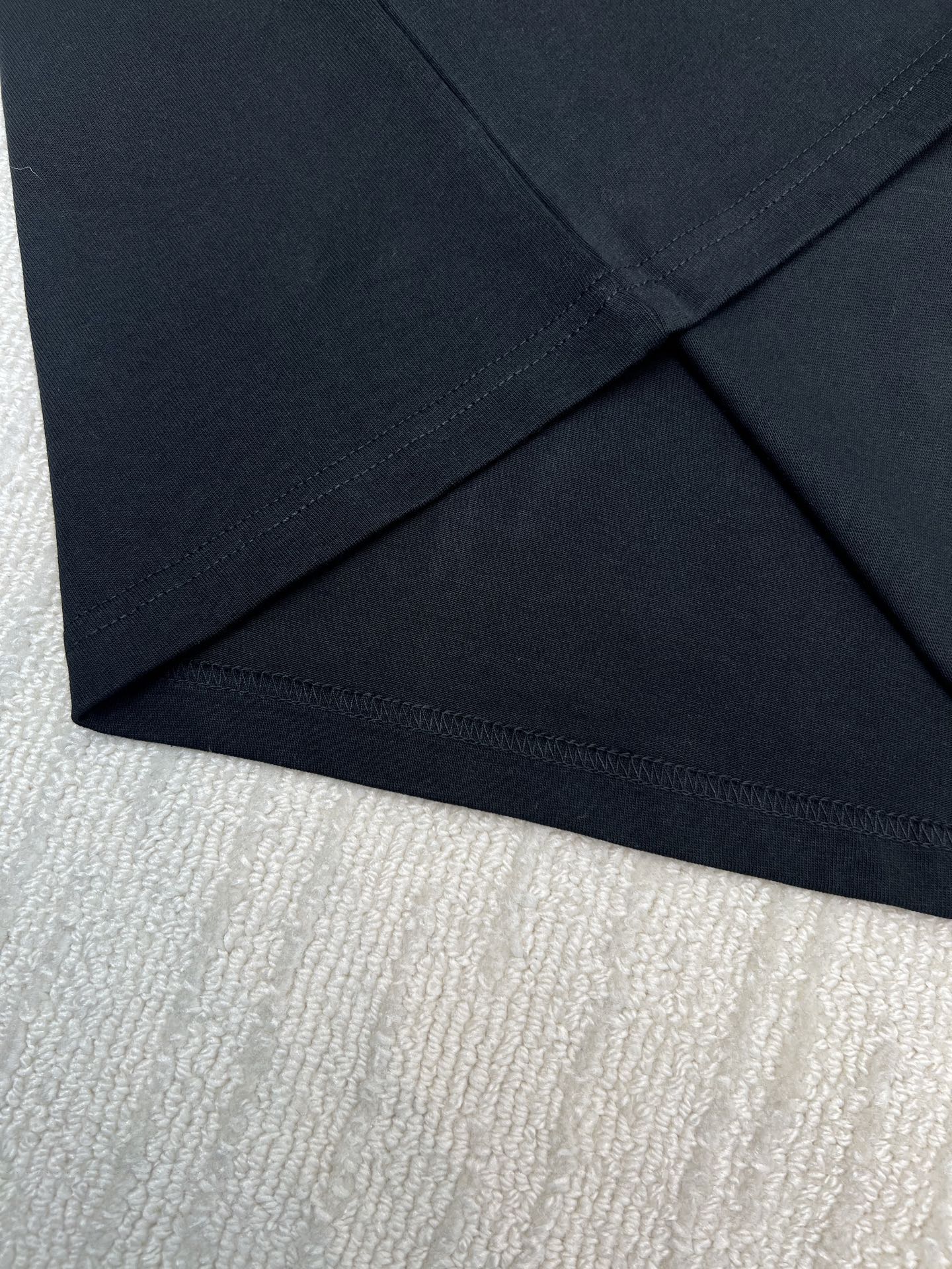Louis Vuitton black T-shirt hem edge with double-stitch detail