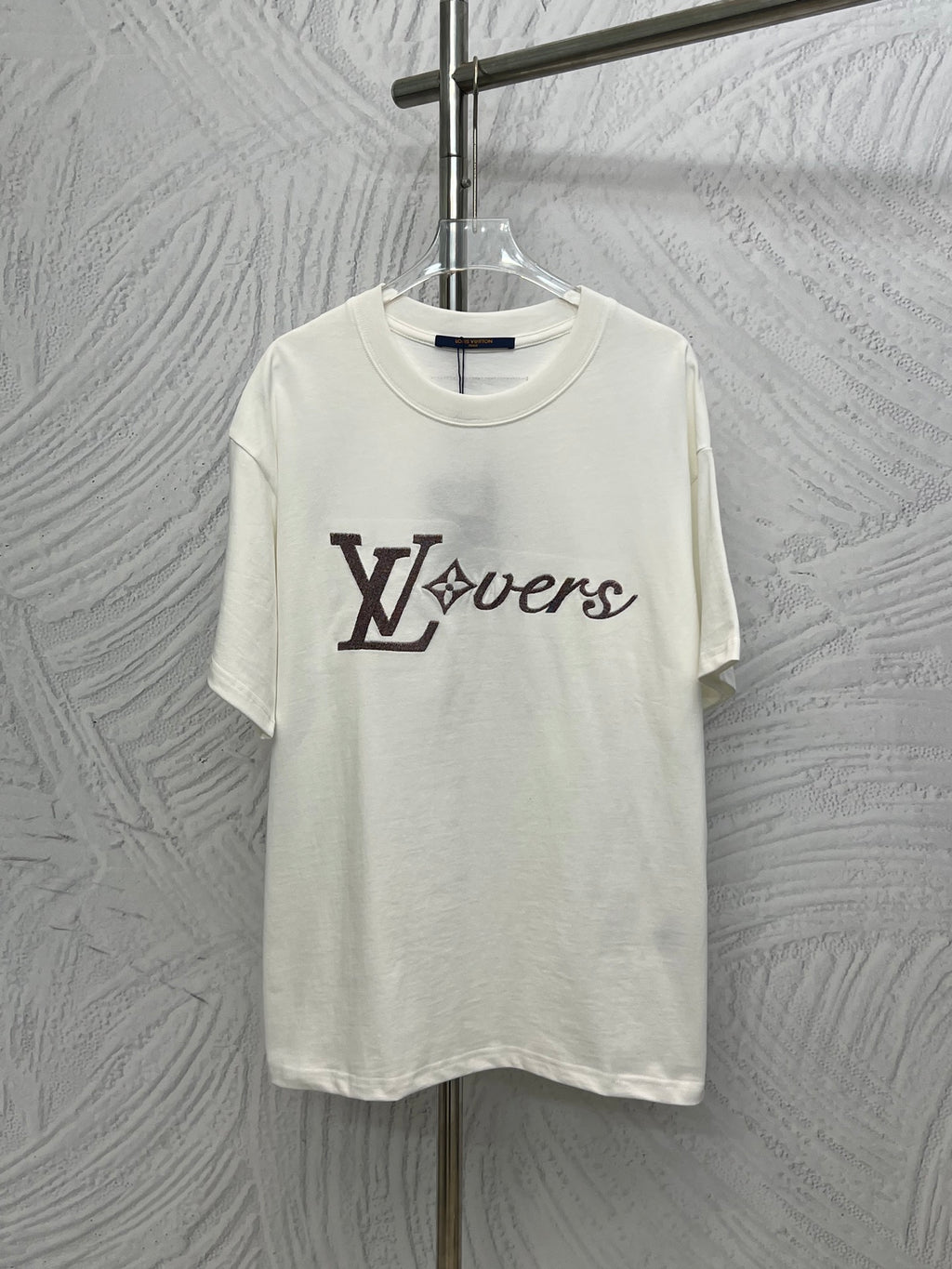 White Louis Vuitton T-shirt with multicolor LV logo print