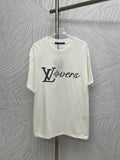 White Louis Vuitton T-shirt with multicolor LV logo print