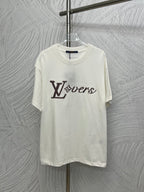 White Louis Vuitton T-shirt with multicolor LV logo print