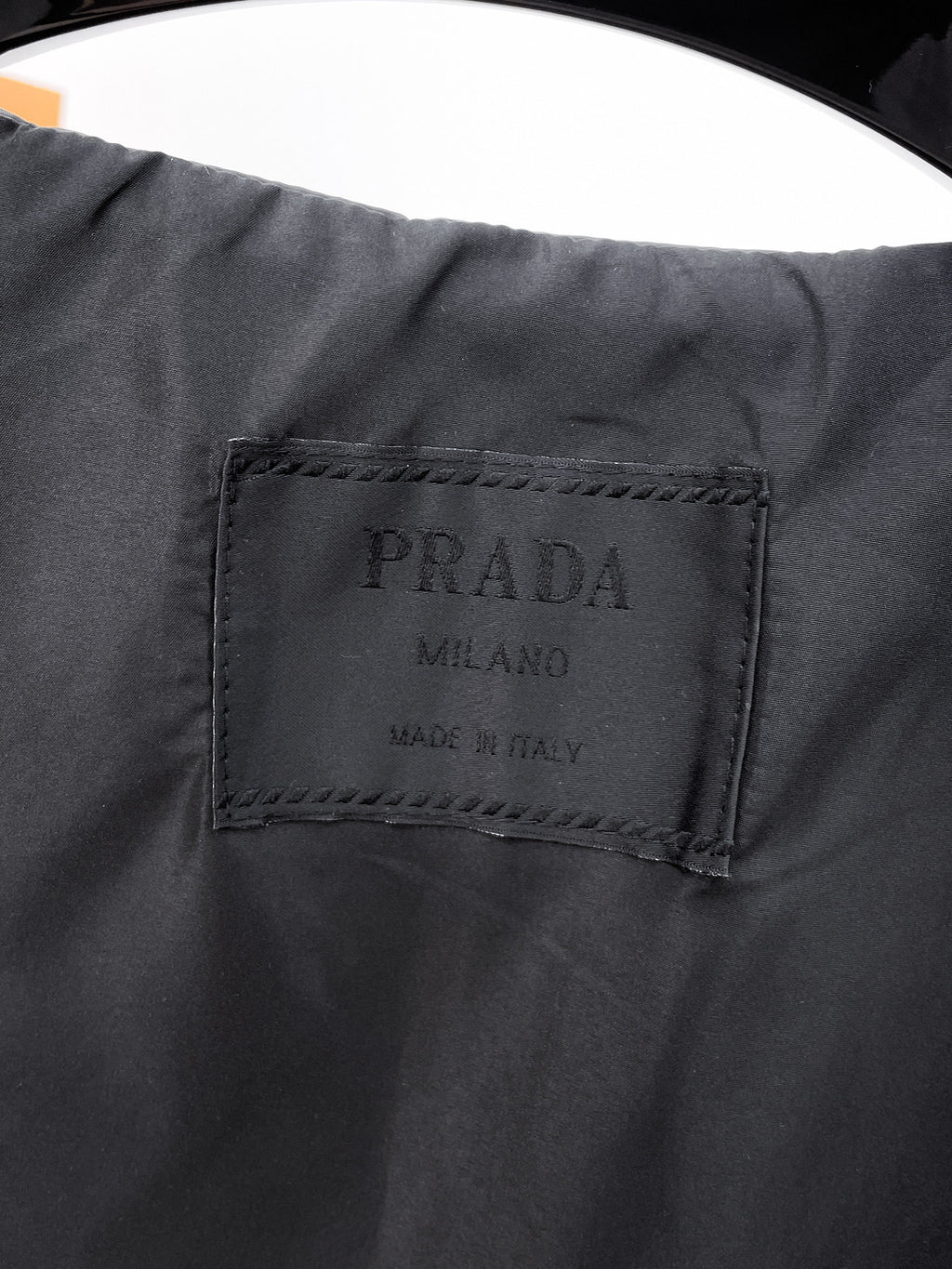 Prada long coat fabric with PRADA Milano label patch