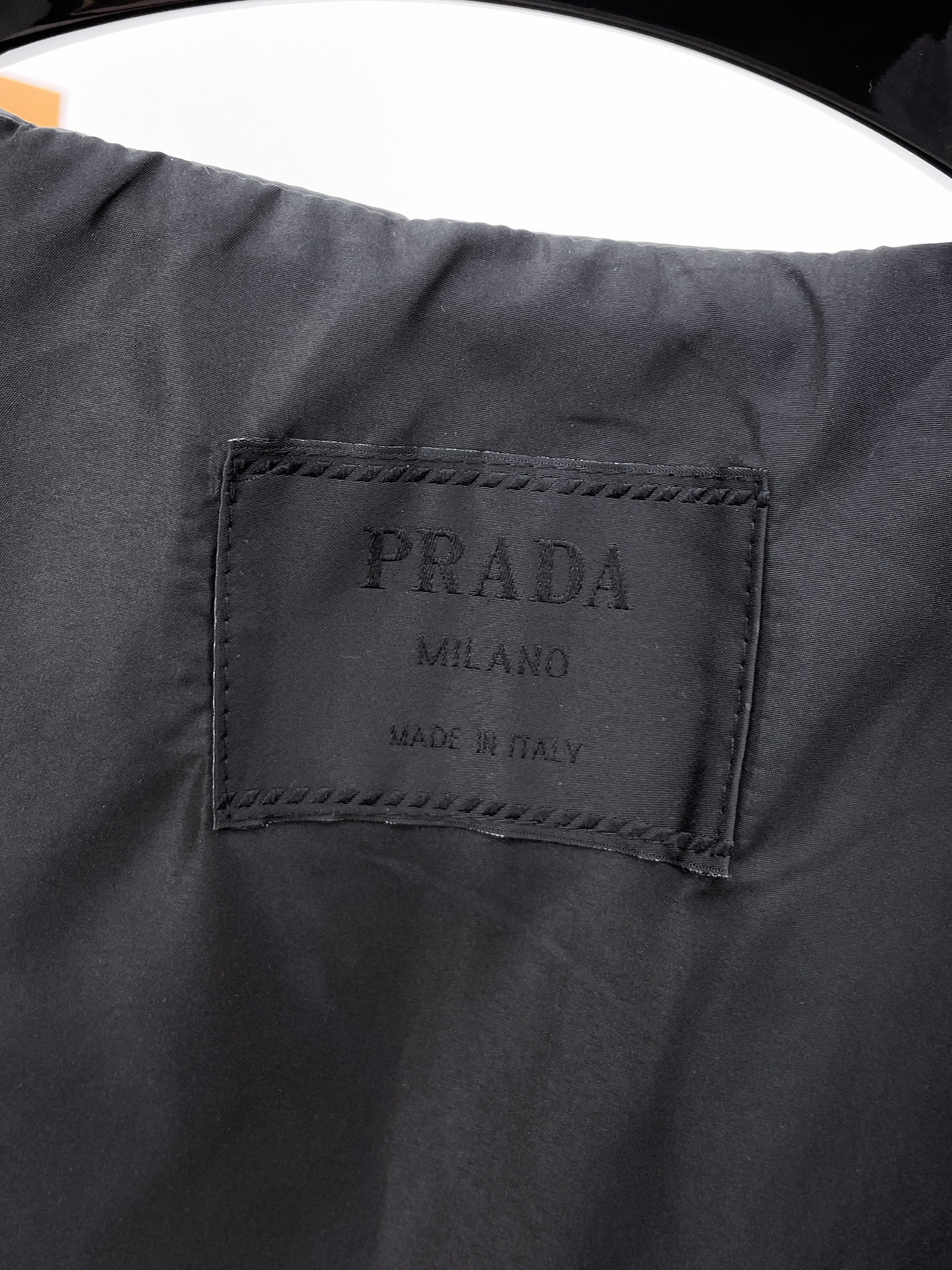 Prada long coat fabric with PRADA Milano label patch
