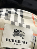 Burberry London label on check-pattern lining inside hooded jacket