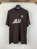 Men's short-sleeve T-shirt, dark brown, crew neck, LV graphic and crest patch on chest