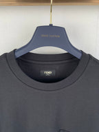 FENDI crew-neck T-shirt neckline close-up with inner logo print