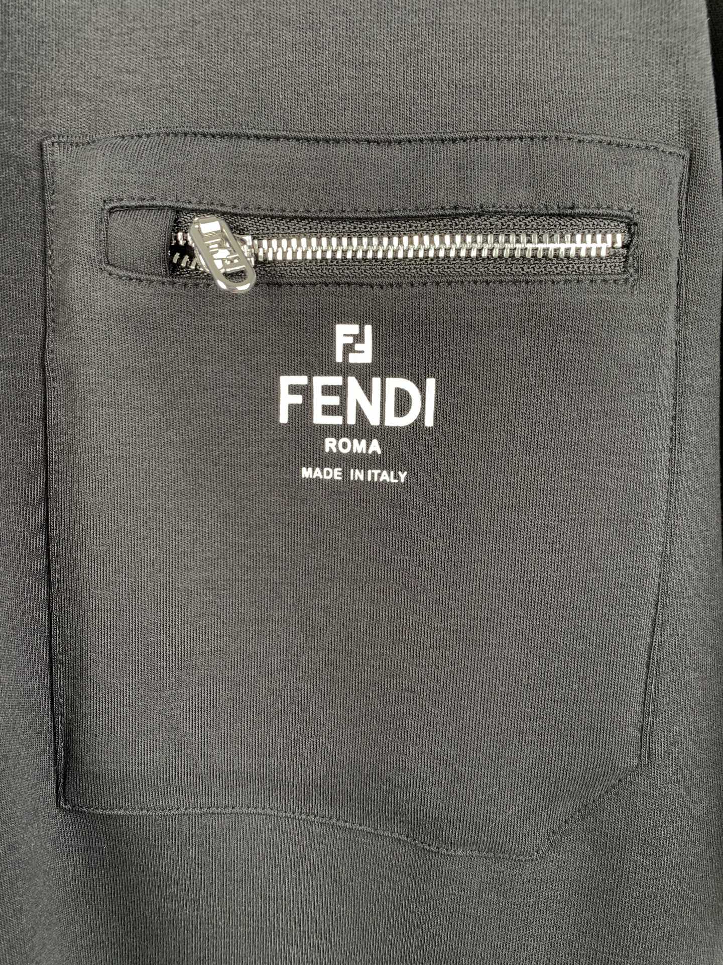 FENDI chest pocket with metal zipper and logo patch