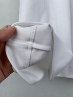 White Fendi T-shirt folded cuff with stitched seam close-up