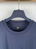 Fendi dark blue crewneck T-shirt neckline with brand label on inside