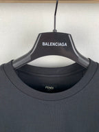Black Fendi short-sleeve T-shirt neckline with small Fendi label