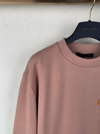 Louis Vuitton crewneck sweatshirt shoulder and side, mauve pink long sleeve