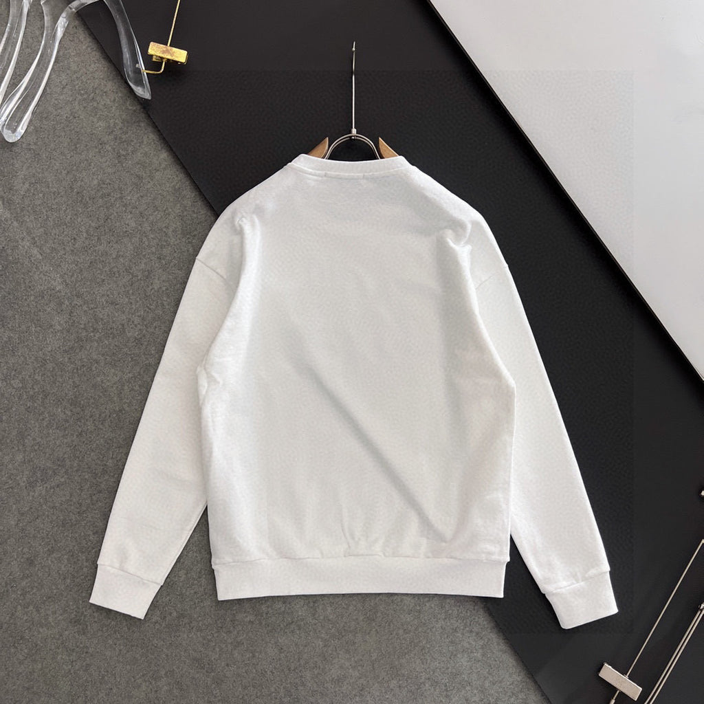 White Gucci long-sleeve sweatshirt back view with crew neck ribbing