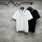 White and black polo shirts with white/black collar trim and Gucci branding