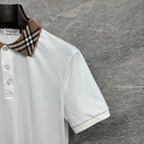 Burberry white polo shirt sleeve with plaid inner collar