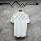 Gucci white polo shirt back with GG pattern and rhinestone details
