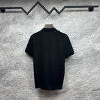 Black Gucci polo shirt, short sleeves, back view with GG pattern