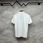 Gucci polo shirt in white, back view with short sleeves and buttonless stand collar