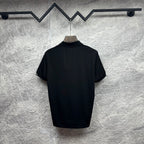 Black Gucci polo shirt with ribbed collar and short sleeves, back view